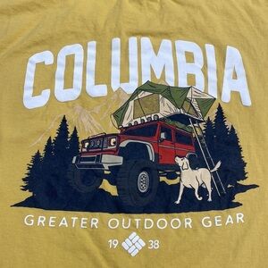 Columbia Camping T Shirt Jeep‎ Dog Lover Yellow